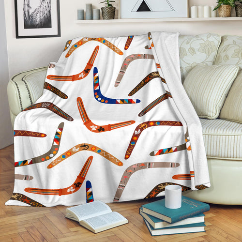 Boomerang Australian Aboriginal Ornament Pattern Premium Blanket