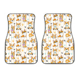 Cute Dog Corgi Striped Background Pattern Front Car Mats