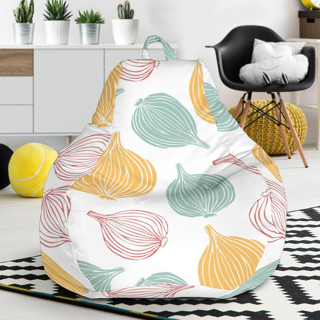 Colorful Onions White Background Bean Bag Cover