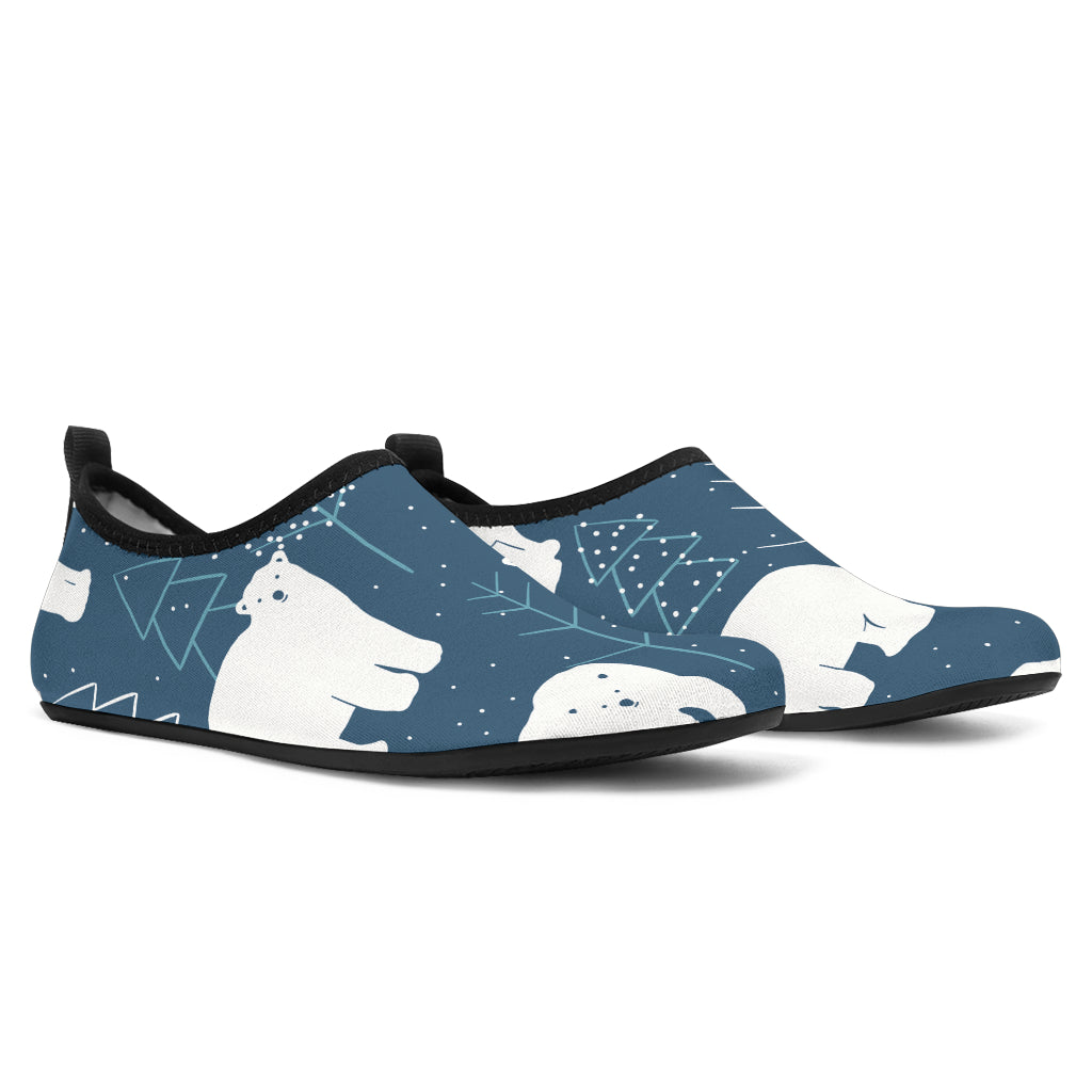 Polar Bear Mother Her Child Pattern Aqua Shoes