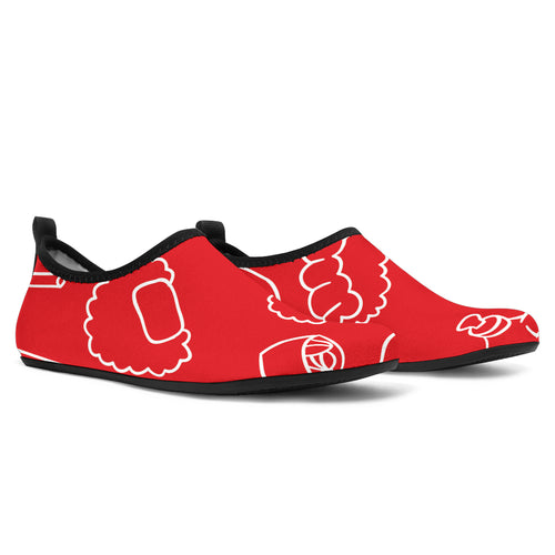 Sushi Pattern Red Background Aqua Shoes