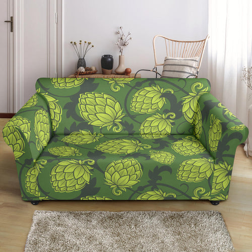 Hop Pattern Hop Cone Background Loveseat Couch Slipcover