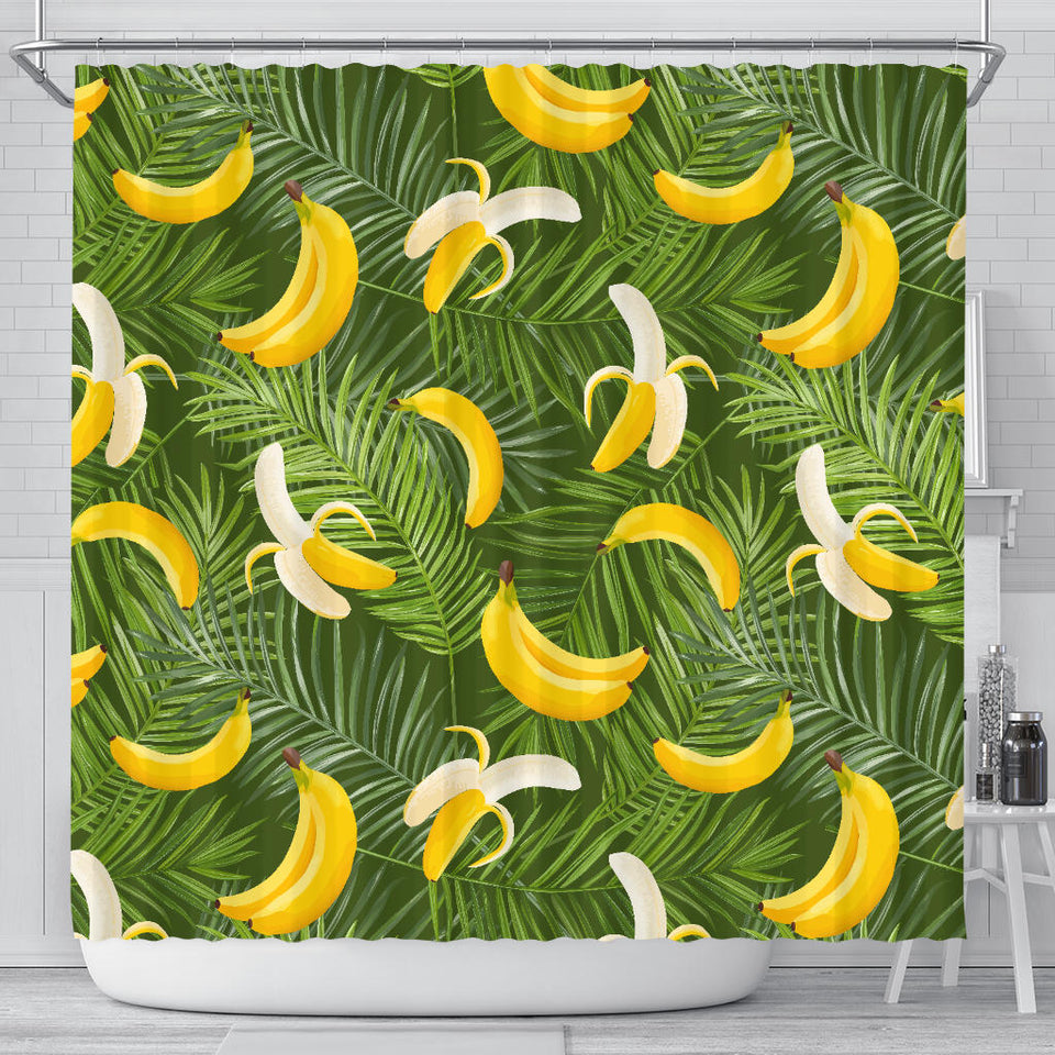 Banana Palm Leaves Pattern Shower Curtain Fulfilled In US