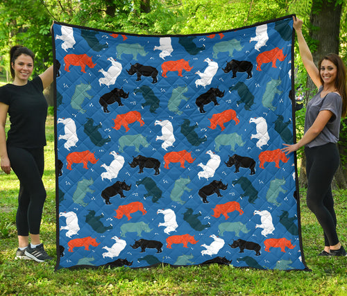 Colorful Rhino Pattern Premium Quilt