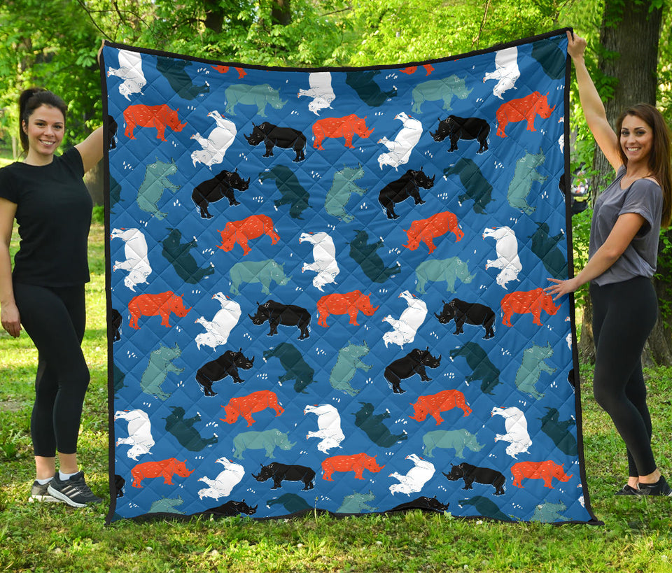 Colorful Rhino Pattern Premium Quilt