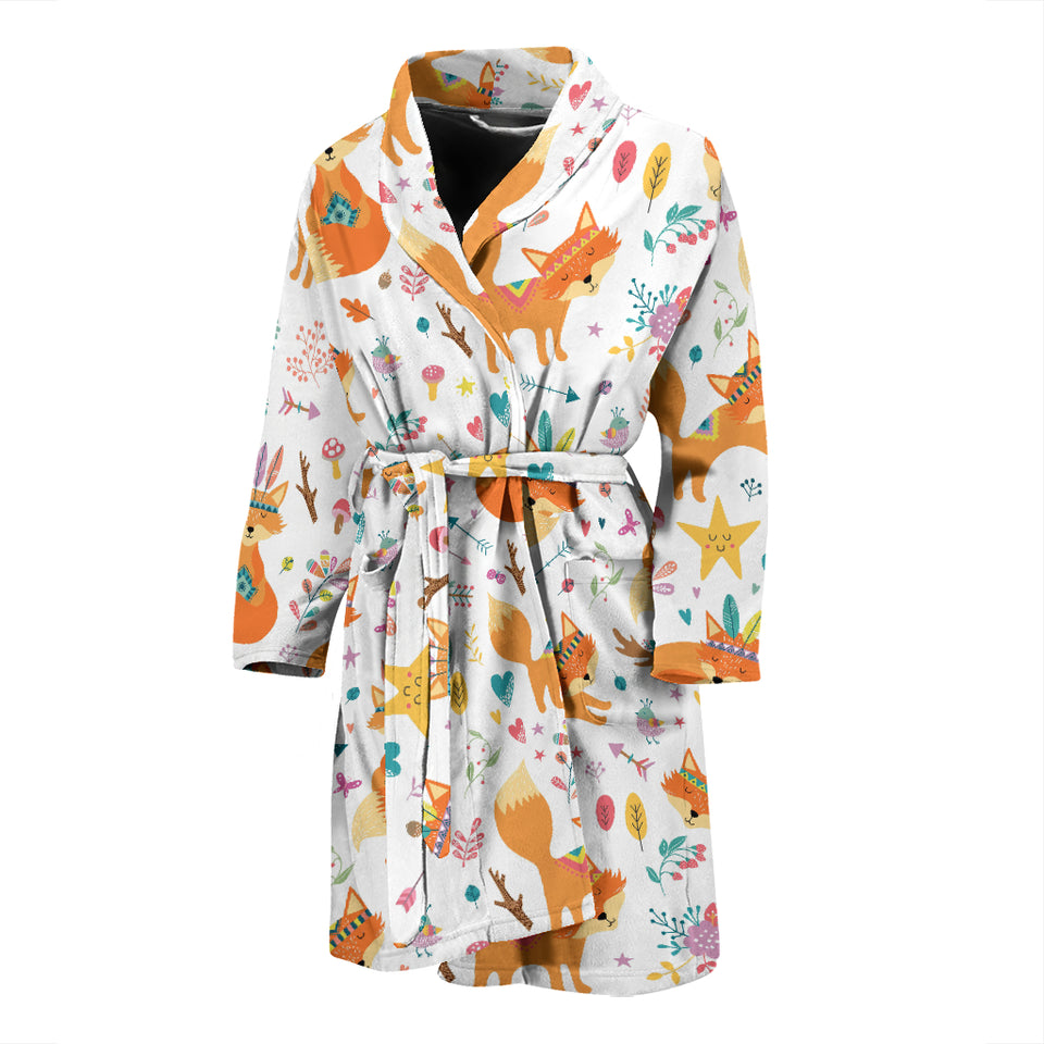 Cute Tribal Fox Pattern Men'S Bathrobe