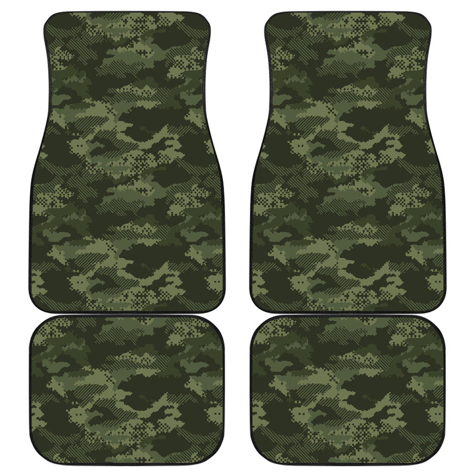 Digital Green Camo Camouflage Pattern Front And Back Car Mats