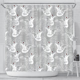 White Swan Gray Background Shower Curtain Fulfilled In US