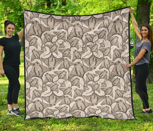 Stingray Pattern Print Design 05 Premium Quilt