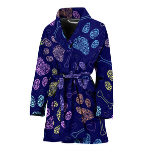 Dog Paws Pattern Print Design 02 Women's Bathrobe