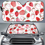 Watercolor Hand Drawn Beautiful Strawberry Pattern Car Sun Shade