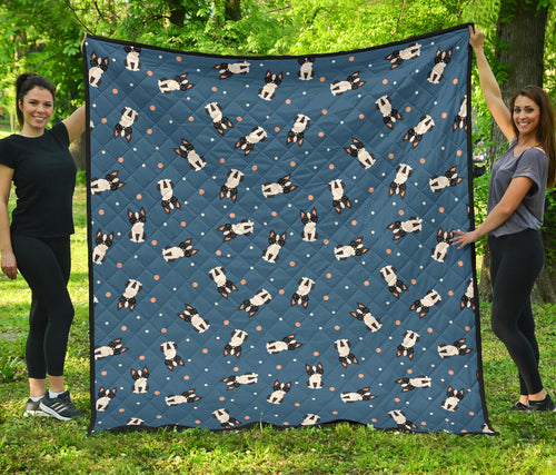 Cute Boston Terrier Dog Spattern Premium Quilt