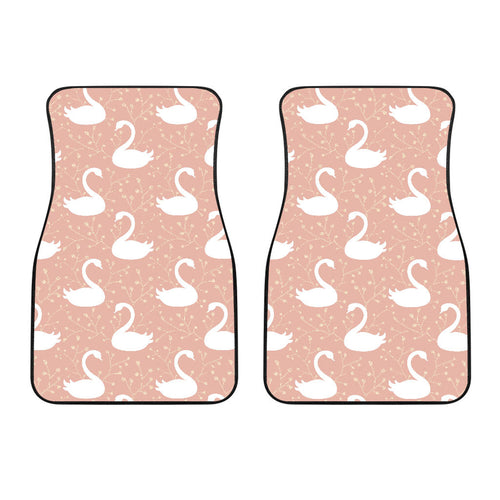 Swan Flower Light Pink Background Front Car Mats