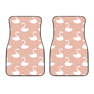 Swan Flower Light Pink Background Front Car Mats