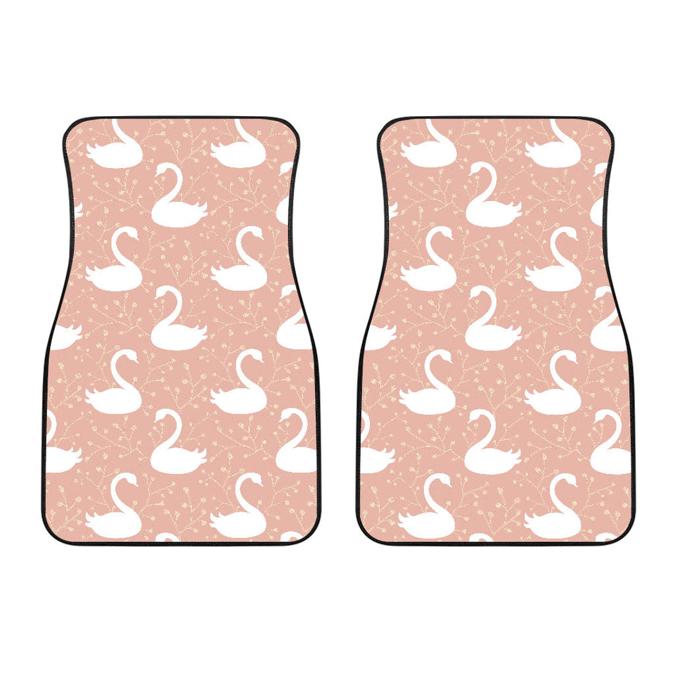 Swan Flower Light Pink Background Front Car Mats