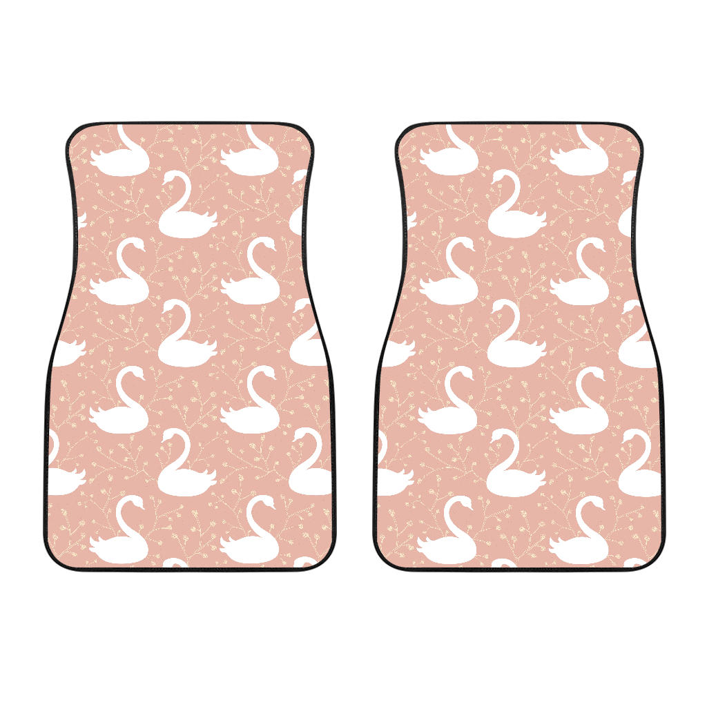 Swan Flower Light Pink Background Front Car Mats