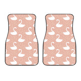 Swan Flower Light Pink Background Front Car Mats