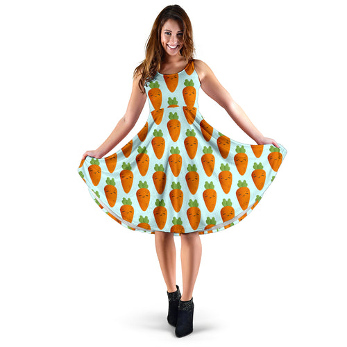 Carrot Pattern Print Design 03 Sleeveless Midi Dress