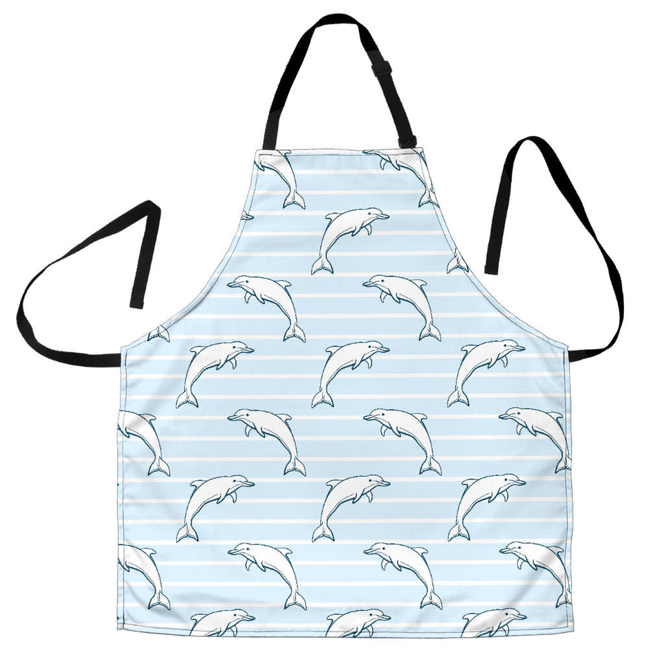 Dolphin Blue Striped Background Adjustable Apron