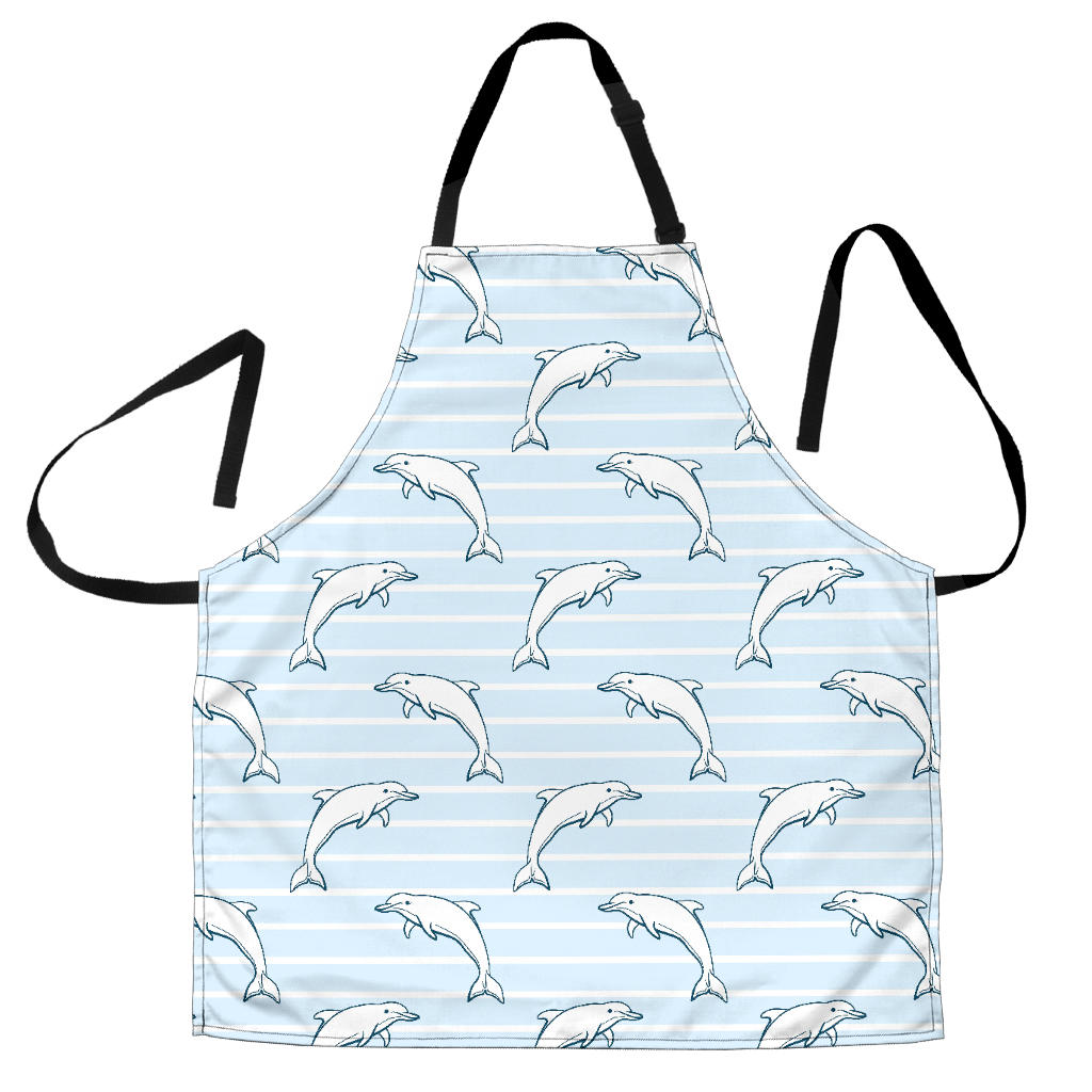 Dolphin Blue Striped Background Adjustable Apron