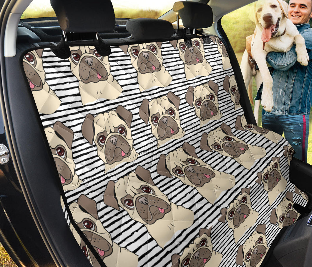 Happy Pug Pattern Dog Car Seat Covers