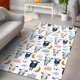 Cute Sleeping Sheep Moon Cloud Pattern Area Rug