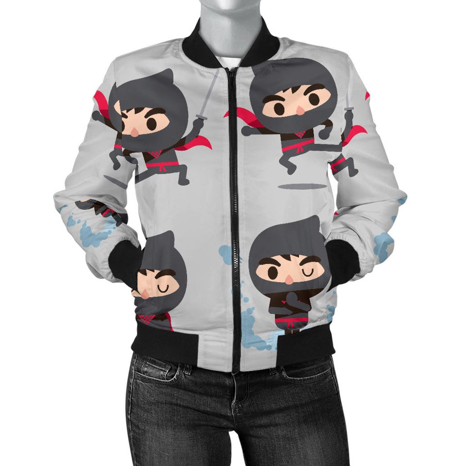 Cute Ninja Pattern Women'S Bomber Jacket