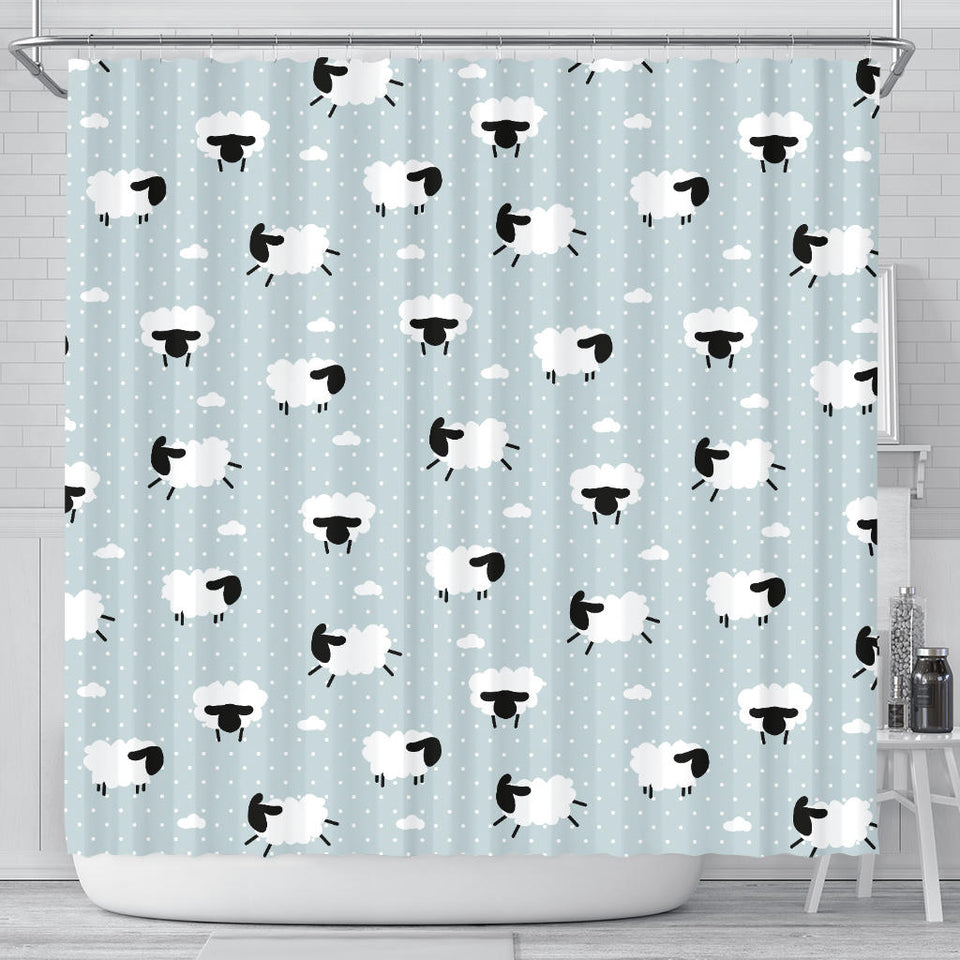 Sheep Polka Dot Cloud Pattern Shower Curtain Fulfilled In US