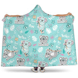 Cute Koalas Blue Background Pattern Hooded Blanket
