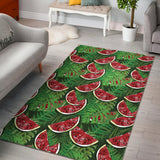 Watermelons Tropical Palm Leaves Pattern Background Area Rug