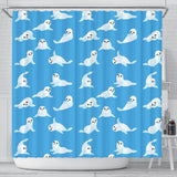 Cute Sea Lion Seal Pattern Background Shower Curtain Fulfilled In US