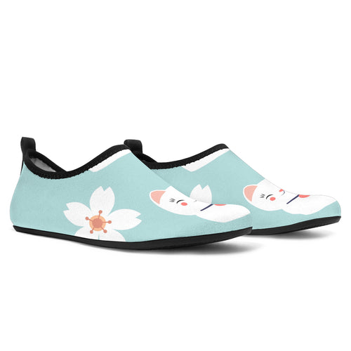 Maneki Neko Lucky Cat Sakura Aqua Shoes