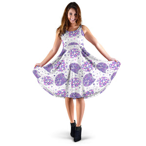 Hedgehog Pattern Print Design 05 Sleeveless Midi Dress