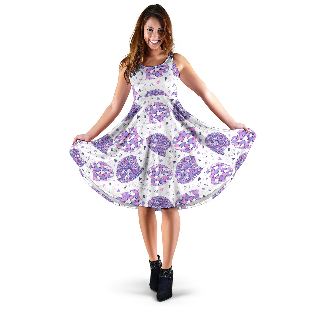Hedgehog Pattern Print Design 05 Sleeveless Midi Dress