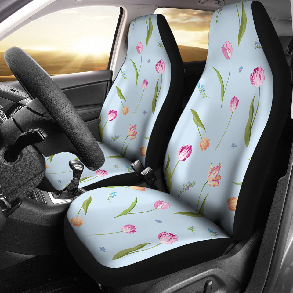 Watercolor Tulips Pattern  Universal Fit Car Seat Covers