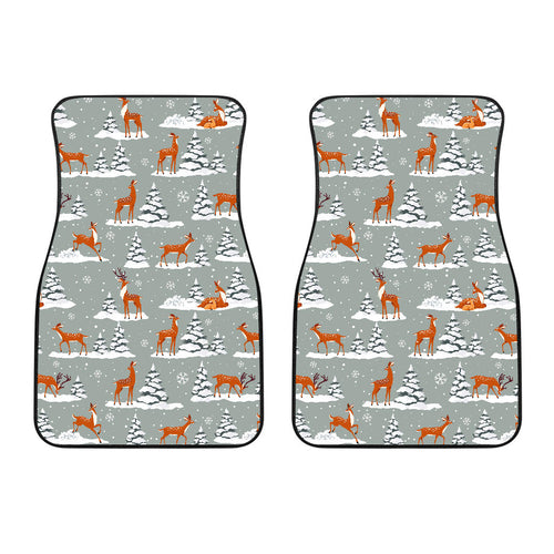 Beautiful Deers Winter Christmas Front Car Mats