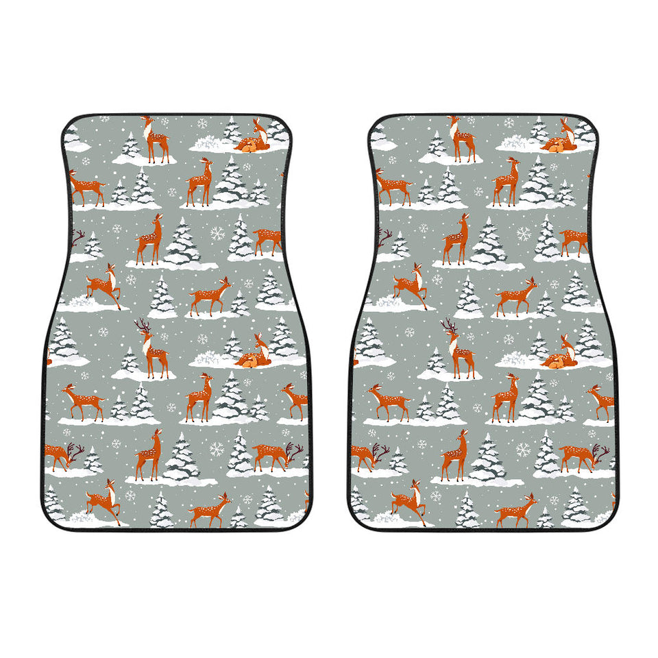 Beautiful Deers Winter Christmas Front Car Mats