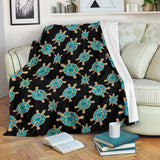 Sea Turtle Blue Stone Pattern Premium Blanket