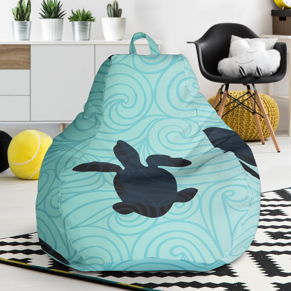 Sea Turtle With Blue Ocean Backgroud Bean Bag Cover