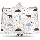 Polar Bears Star Poka Dot Pattern Hooded Blanket