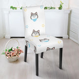 Cute Siberian Husky Pattern Dining Chair Slipcover