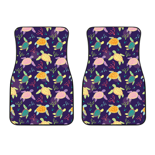 Colorful Sea Turtle Pattern Front Car Mats