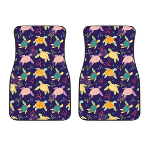 Colorful Sea Turtle Pattern Front Car Mats