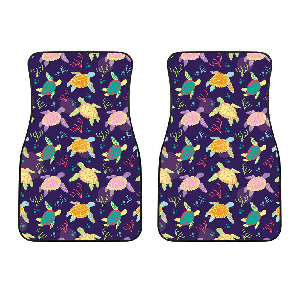 Colorful Sea Turtle Pattern Front Car Mats