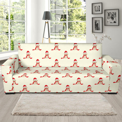 Golden Retriever Pattern Print Design 01 Sofa Slipcover