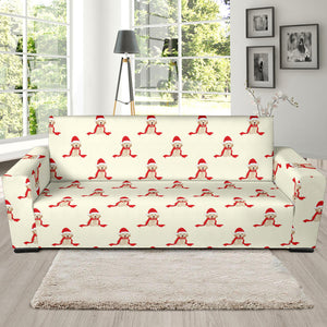 Golden Retriever Pattern Print Design 01 Sofa Slipcover