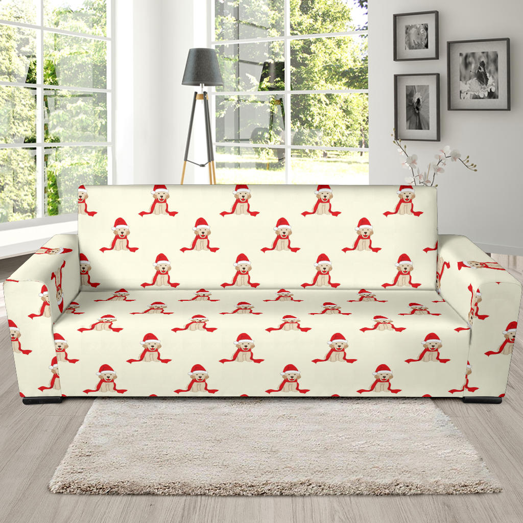 Golden Retriever Pattern Print Design 01 Sofa Slipcover