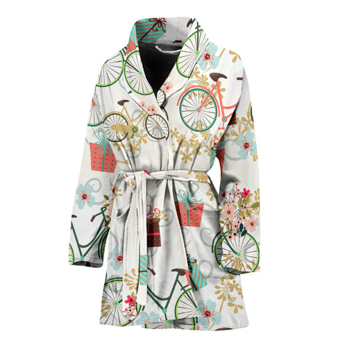 Bicycle Pattern Print Design 05 Women's Bathrobe