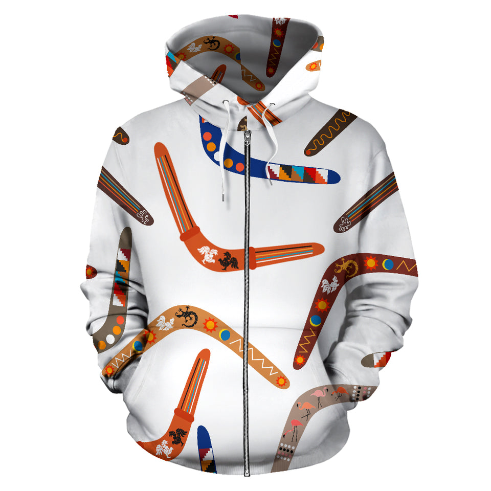 Boomerang Australian Aboriginal Ornament Pattern Zip Up Hoodie
