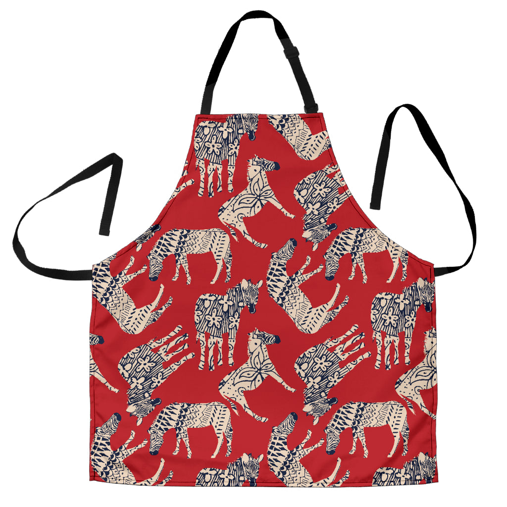 Zebra Abstract Red Background Adjustable Apron